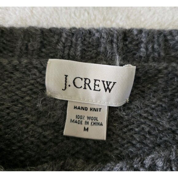 J Crew Mens Hand Knit int Wool Sweater Size Medium Gray Snowflake - Picture 4 of 5